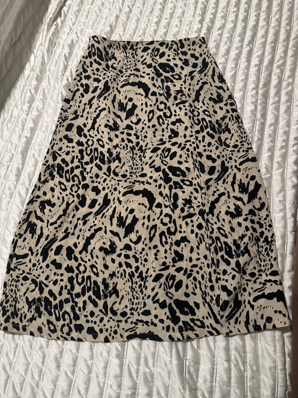 Nasty Gal Beige and Black Leopard-Print A-Line Skirt